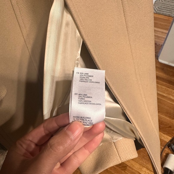 Reiss Camel Double-Breasted wool big collar Coat mid length Peacoat - Picture 8 of 12